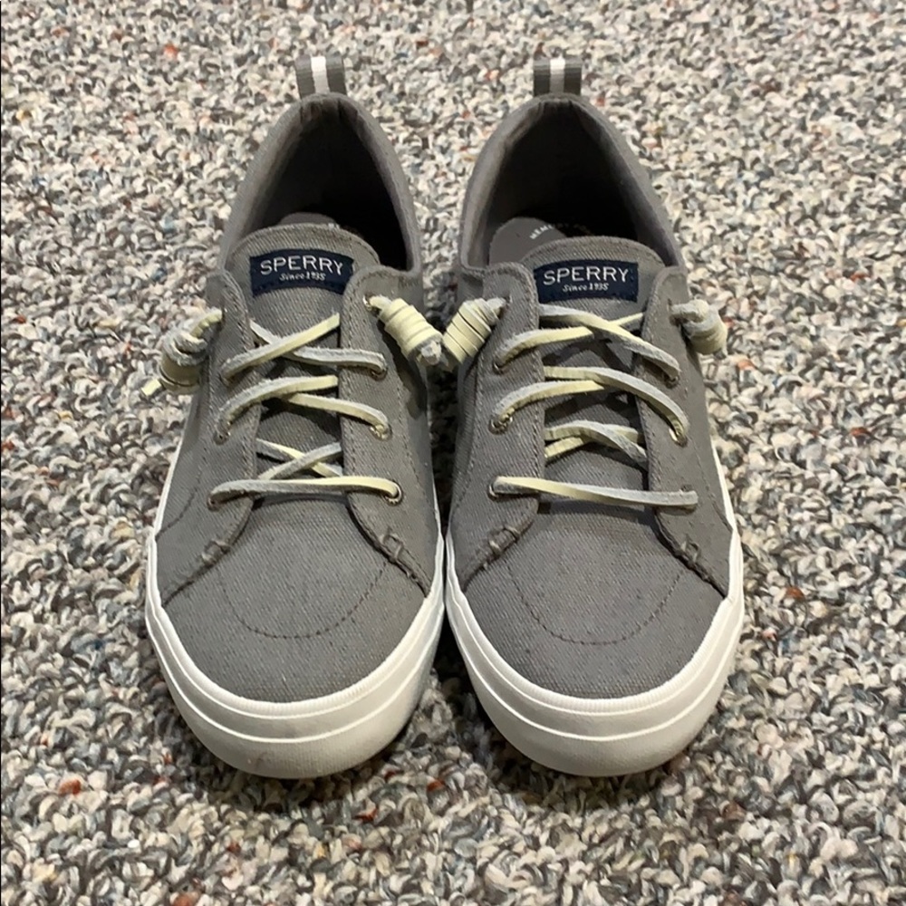 Light grey Sperry slip on shoes